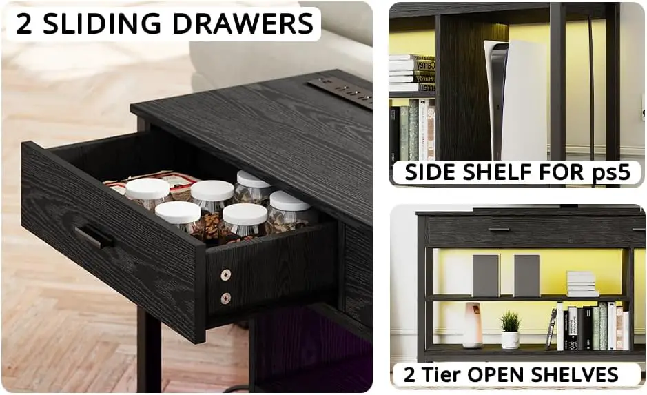 IRONCK TV Stand LED Lights, Entertainment Center w... - Image 9