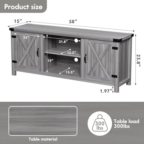 YESHOMY Modern Farmhouse TV Stand with Two Barn Do... - Image 10