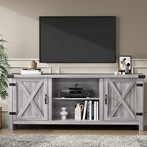 YESHOMY Modern Farmhouse TV Stand with Two Barn Do... - Image 3