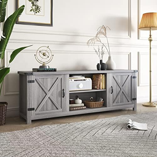 YESHOMY Modern Farmhouse TV Stand with Two Barn Do... - Image 5