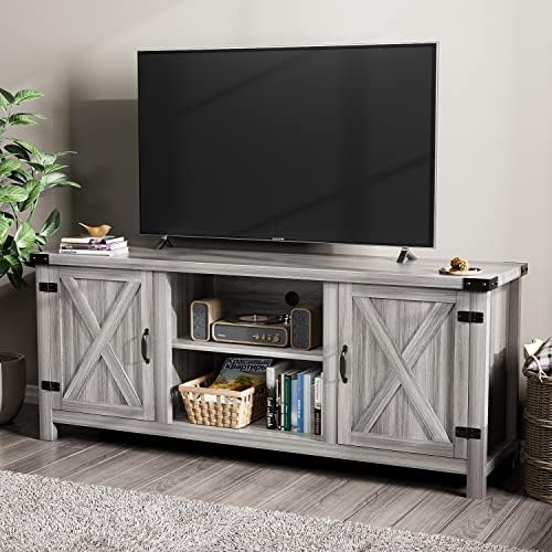 YESHOMY Modern Farmhouse TV Stand with Two Barn Do... - Image 2