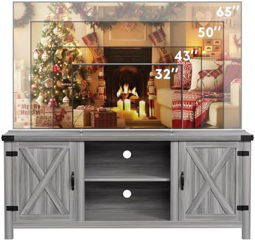 YESHOMY Modern Farmhouse TV Stand with Two Barn Do... - Image 9