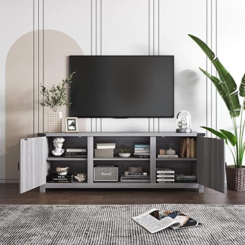 YESHOMY Modern Farmhouse TV Stand with Two Barn Do... - Image 4